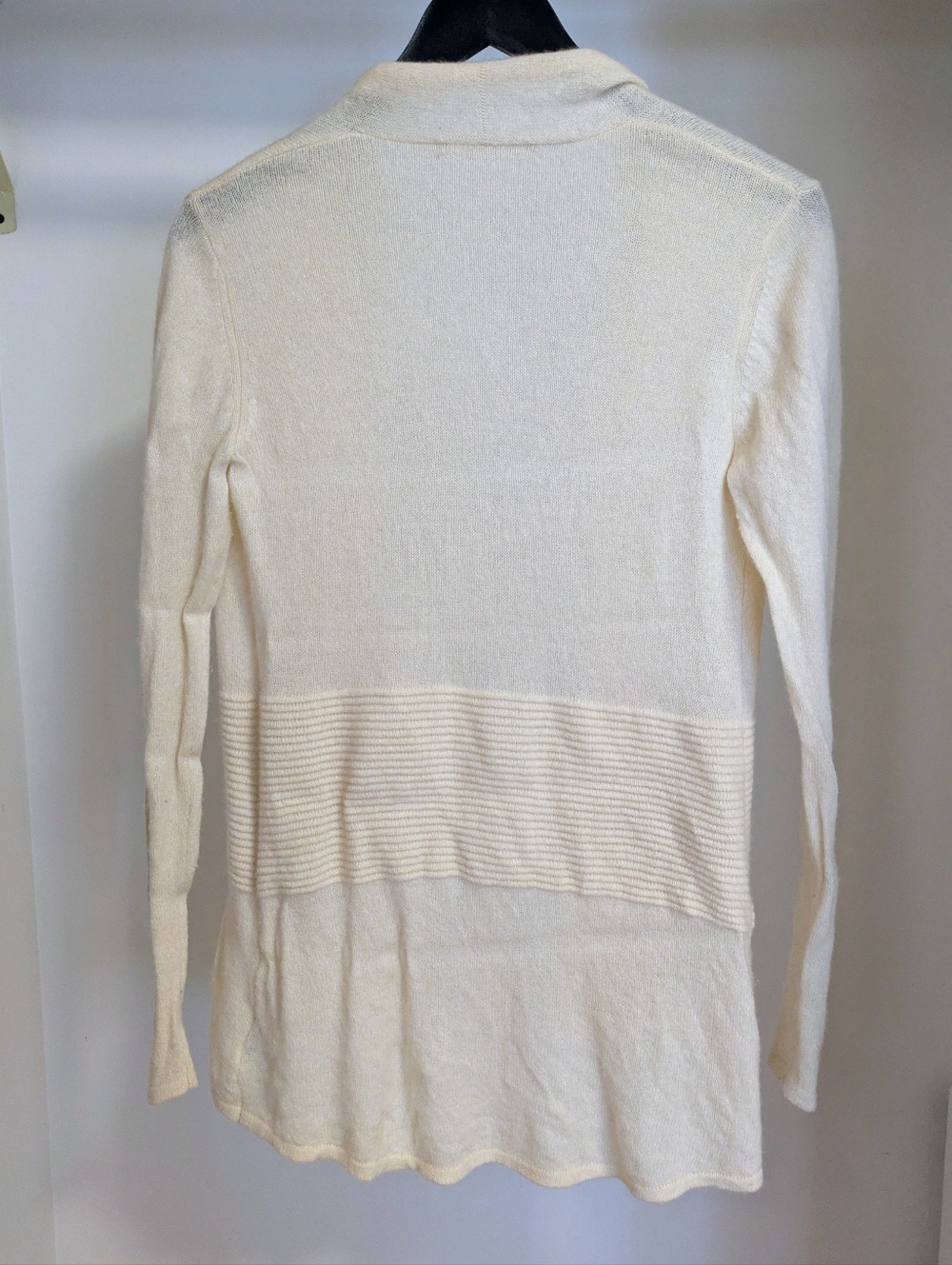 Hannah Rose Ivory Open-Front Knit Cardigan with Ribbed Pockets - Picture 3 of 5